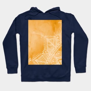 Doodled mandala on watercolor background - orange Hoodie